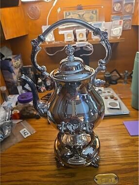 Sheridan Silver Swinging Kettle Stand And Burner In Origanal Box